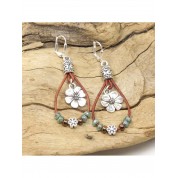 Bohemian Jade Beaded Leather Earrings