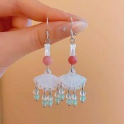 Elegant Fan-shaped Pipa Tassel Earrings