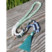 Elegant Holiday White Silk Tassel Necklace