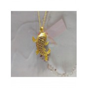 Chalcedony Goldfish Zodiac Necklace