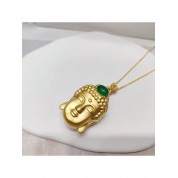 Chalcedony Gold Plated Buddha Necklace