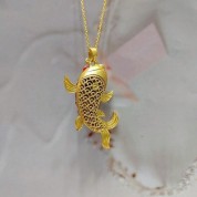 Chalcedony Goldfish Zodiac Necklace