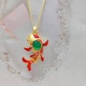 Chalcedony Goldfish Zodiac Necklace