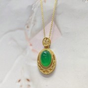 Chalcedony Gold Plated Zodiac Pendant