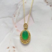 Chalcedony Gold Plated Zodiac Pendant