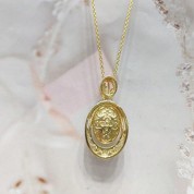 Chalcedony Gold Plated Zodiac Pendant