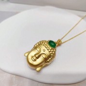 Chalcedony Gold Plated Buddha Necklace