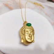 Chalcedony Gold Plated Buddha Necklace