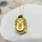 Chalcedony Gold Plated Buddha Necklace