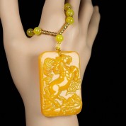 Yellow Jade Zodiac Horse Pendant