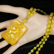 Yellow Jade Zodiac Horse Pendant