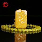 Yellow Jade Zodiac Horse Pendant