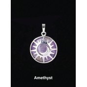 Sun Moon Pendant Reiki Healing Crystal Necklace