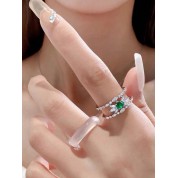 Goddess Style Natural White Jade Ring Set