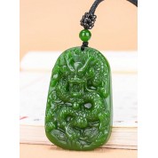 Green Jade Chinese Dragon Pendant Necklace