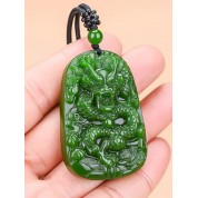 Green Jade Chinese Dragon Pendant Necklace