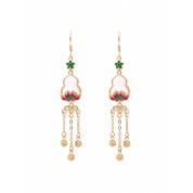 Elegant Gilded Lotus Gourd Tassel Earrings