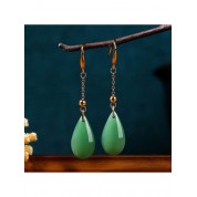 Elegant 18k Gold Plated Jade Pendant Earrings