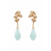 Elegant Gold Plated Jade Earrings