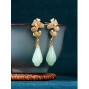 Elegant Gold Plated Jade Earrings