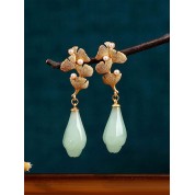 Elegant Gold Plated Jade Earrings