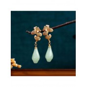 Elegant Gold Plated Jade Earrings