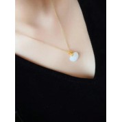 Elegant Gold Plated Hetian Jade Ruyi Pendant Necklace