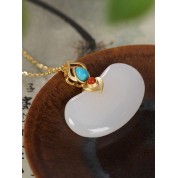 Elegant Imitation Hetian Jade Pendant Chain