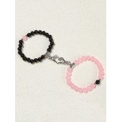 Pink & Black Magnetic Heart Couple Bracelets