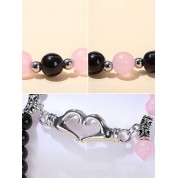 Pink & Black Magnetic Heart Couple Bracelets