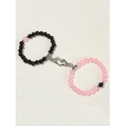 Pink & Black Magnetic Heart Couple Bracelets