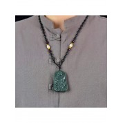 Hand Carved Cedar Necklace With Nephrite