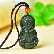 Hand Carved Cedar Necklace: Guanyin B