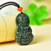 Hand Carved Cedar Necklace: Guanyin B