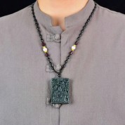 Hand Carved Cedar Necklace: Maitreya Style