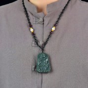 Hand Carved Cedar Necklace With Nephrite