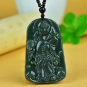 Hand Carved Cedar Necklace With Nephrite