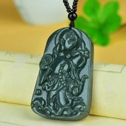 Hand Carved Cedar Necklace With Nephrite