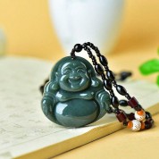 Hand Carved Cedar Necklace With Nephrite