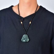 Hand Carved Cedar Necklace With Nephrite