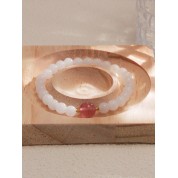 White Jade & Strawberry Quartz Bracelet