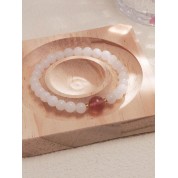 White Jade & Strawberry Quartz Bracelet