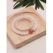 White Jade & Strawberry Quartz Bracelet