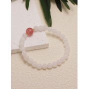 White Jade & Strawberry Quartz Bracelet