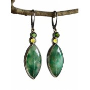 Elegant Retro Leaf Nephrite Jade Earrings