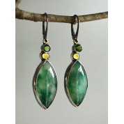 Elegant Retro Leaf Nephrite Jade Earrings