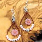 Bohemian Jade Beaded Leather Earrings