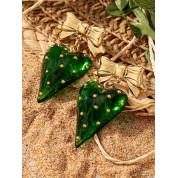 Colorful Jade Heart Bowknot Earrings