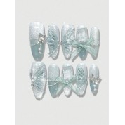 Romwe Fairycore Blue Jade Butterfly Fake Nail