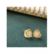 Elegant White Jade Heart Stud Earrings